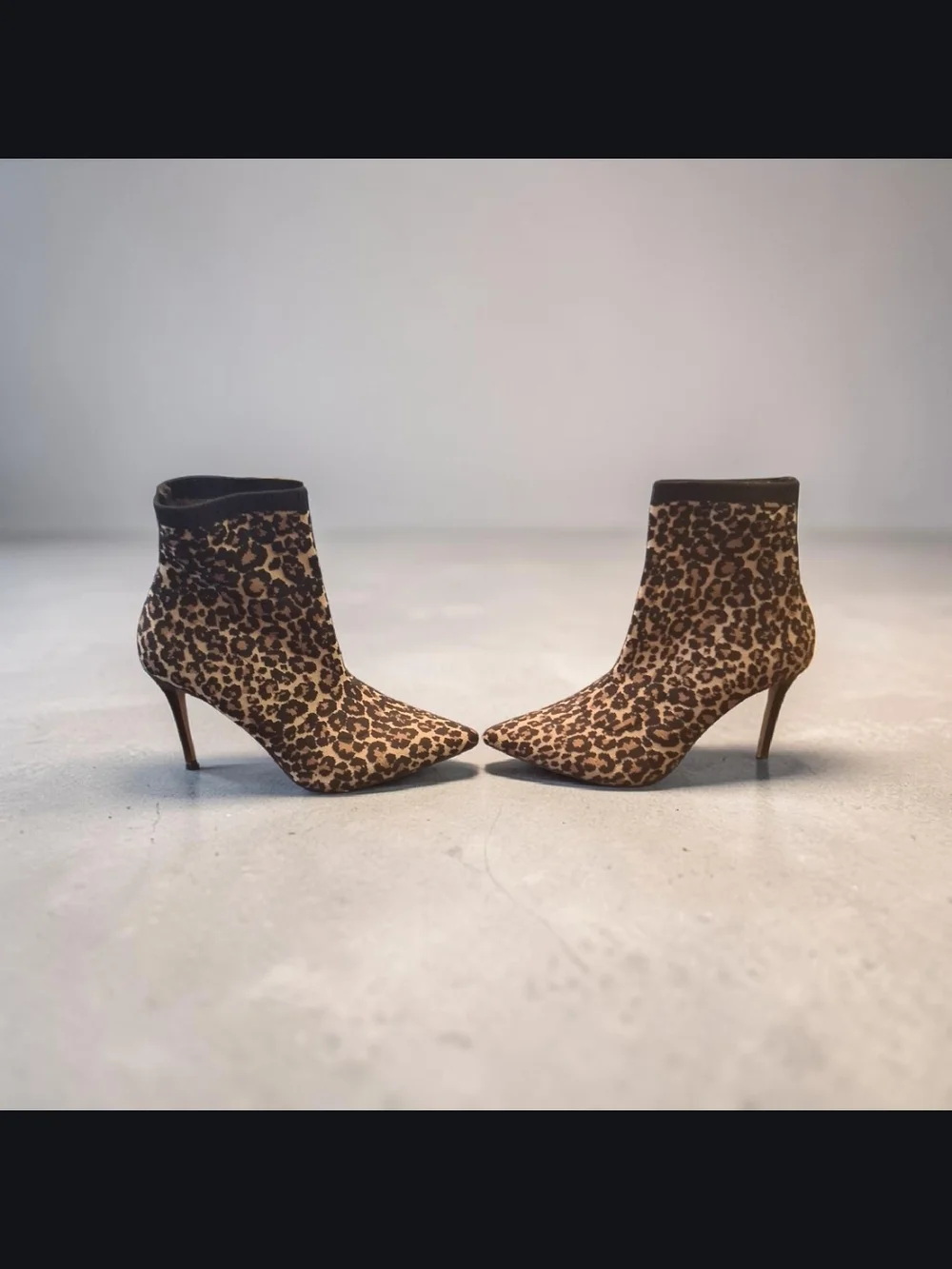 Something Navy Leopard Prink Cheetah Sock Boots Womens Size 9.5 Stiletto Heels